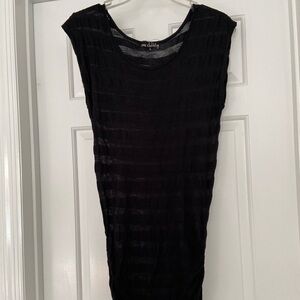 OneClothing Black Sheer Sleeveless Top W/Stripes Fitted Size Large